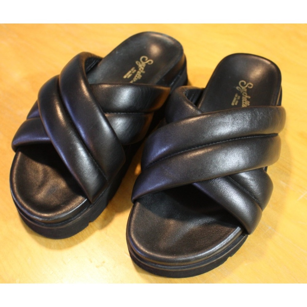 Seychelles Platform Black Sandals Size 8 Criss Cross Driving Force Y2K 90s Shoe